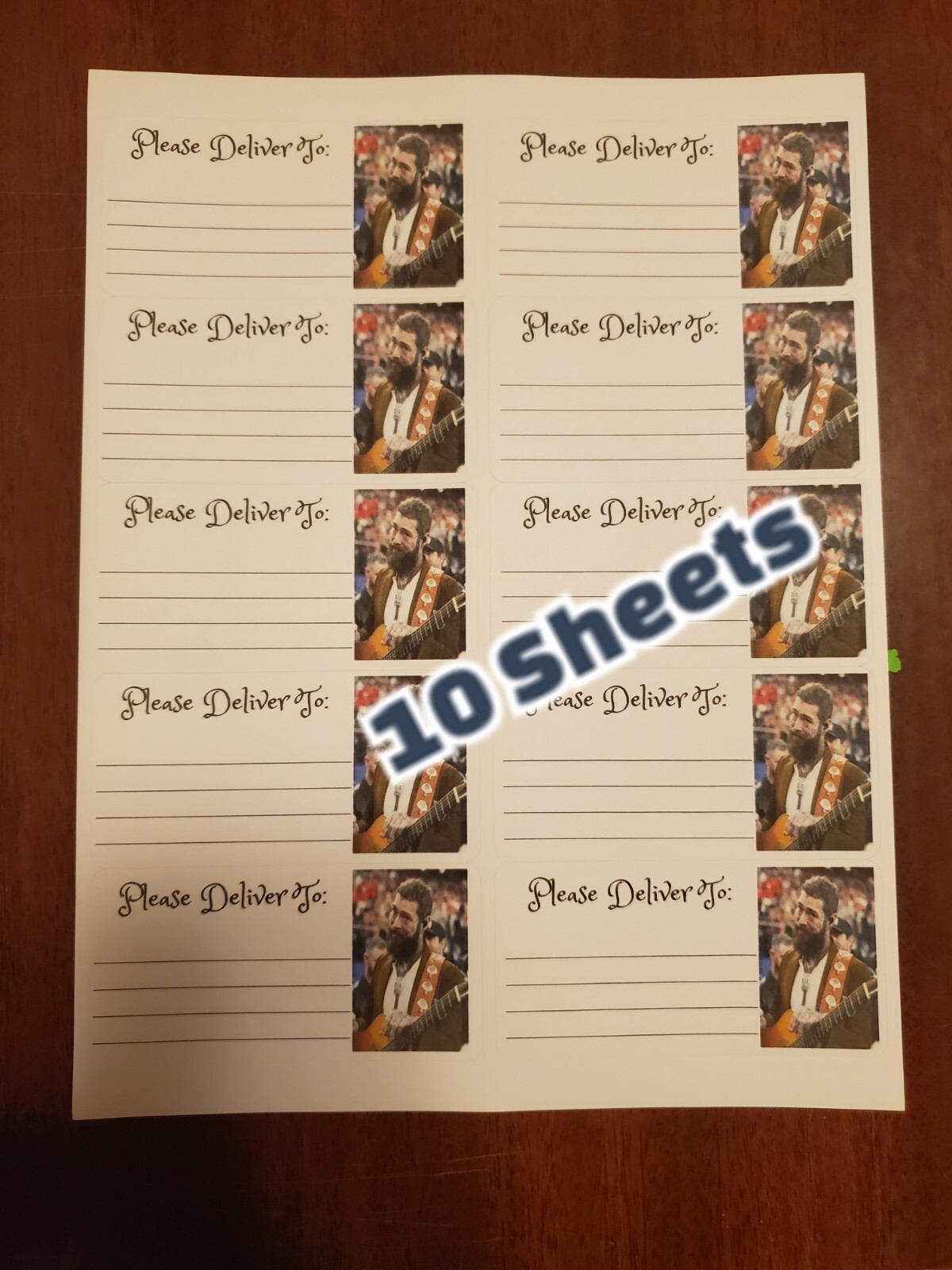 10 Sheets please deliver to address shipping labels (PDT) pen pal, mail