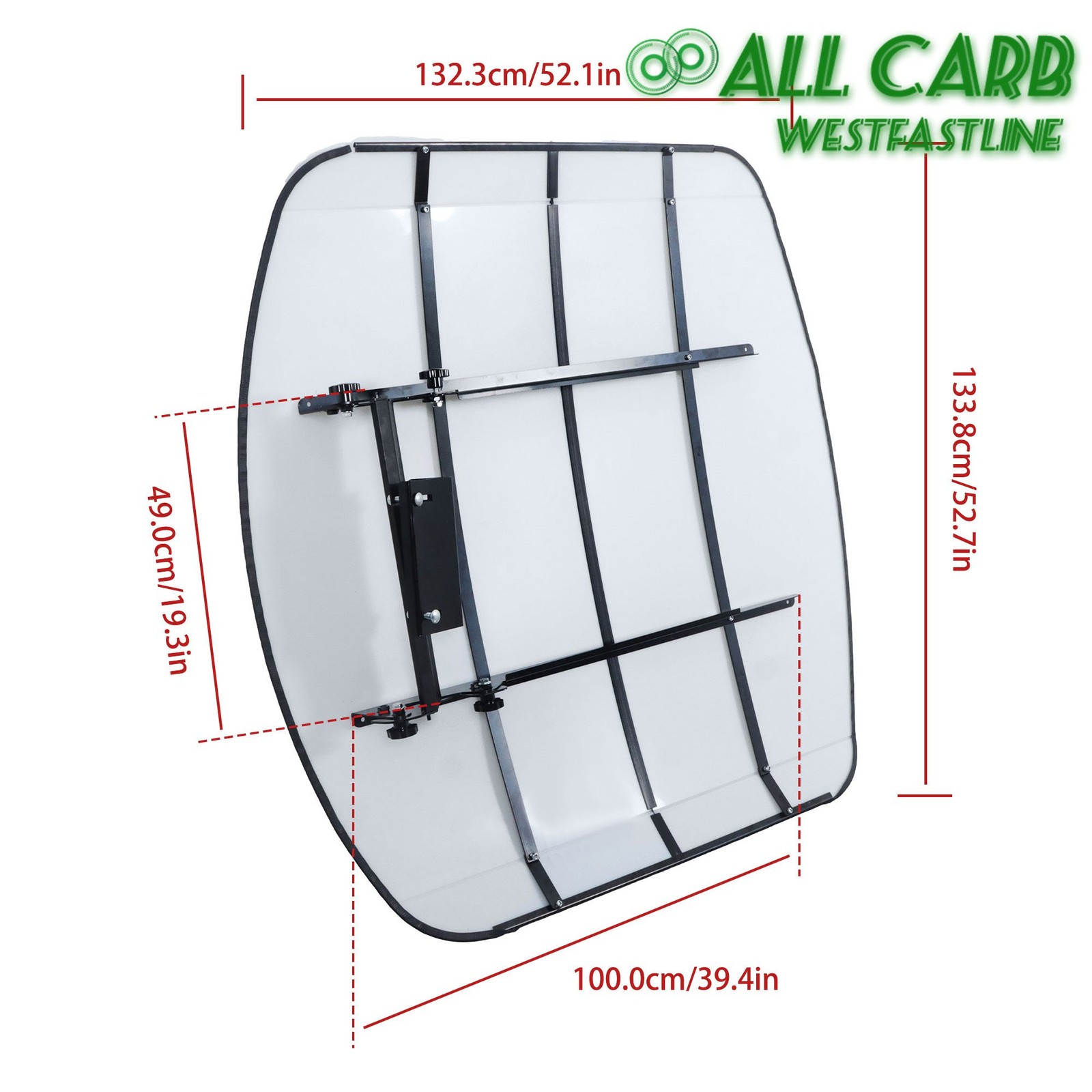 Tuff Top Tractor & Mower Canopy 52″ × 52″ For 2″ x 2″ or 2″ x 3″ ROPS -White