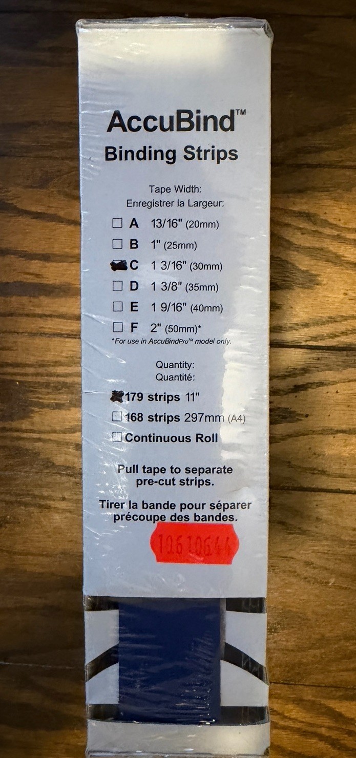 Standard Accubind Binding Strips Various Sizes & Colors