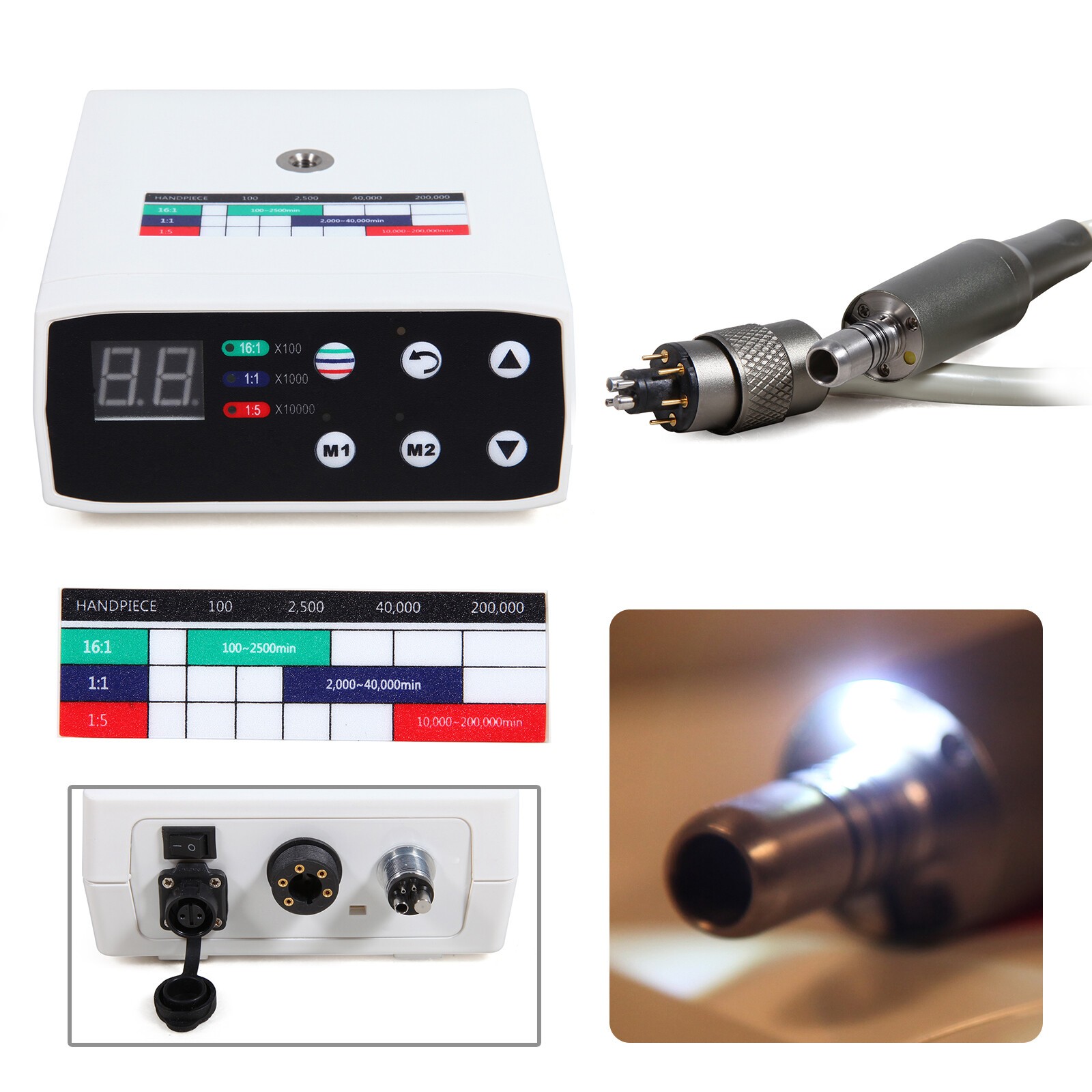 US Dental Brushless LED Electric Micro Motor 1:5 Increasing Handpiece