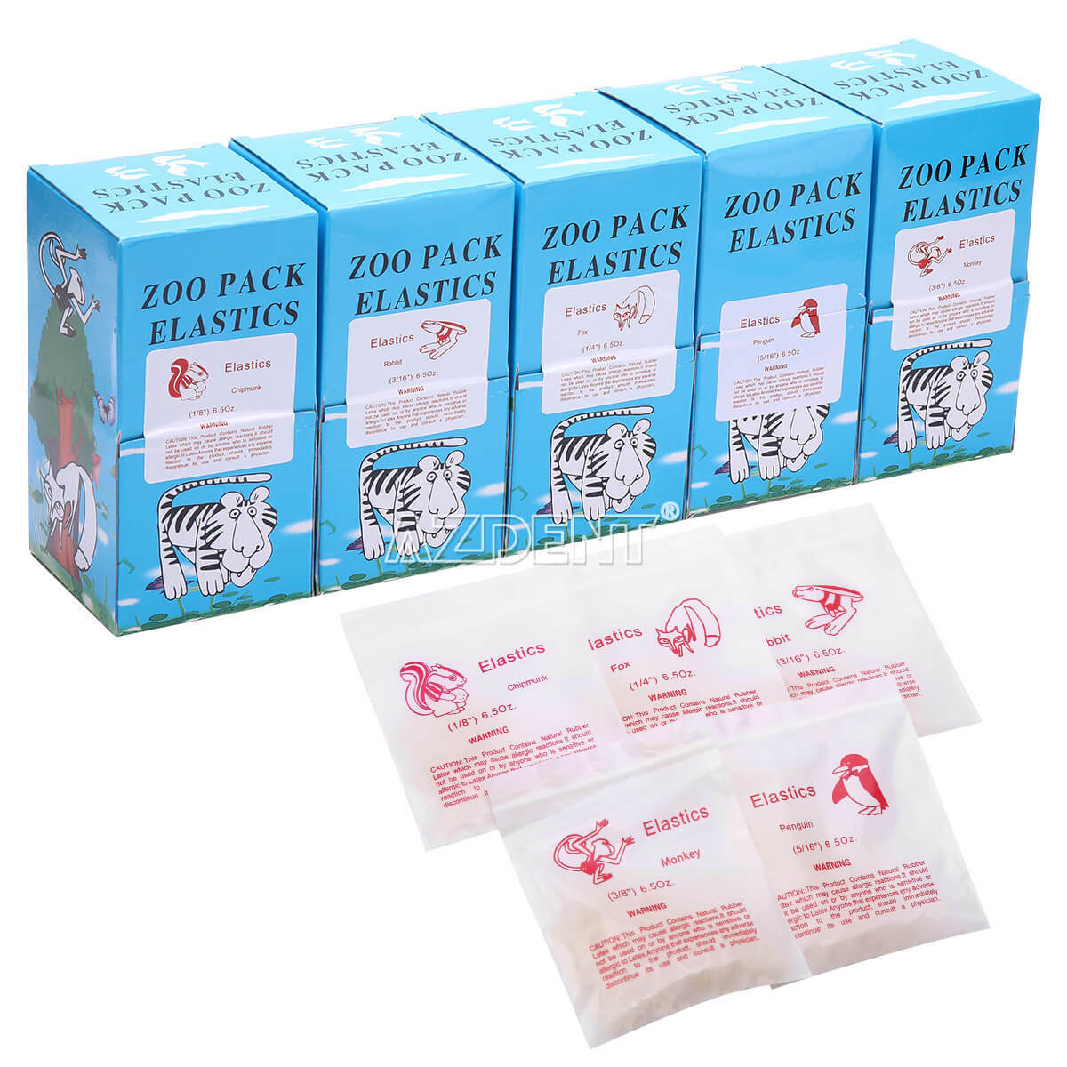 Dental Orthodontic Elastic Rubber Bands Latex Braces Zoo Pack 3.5/5.0/6.5 OZ