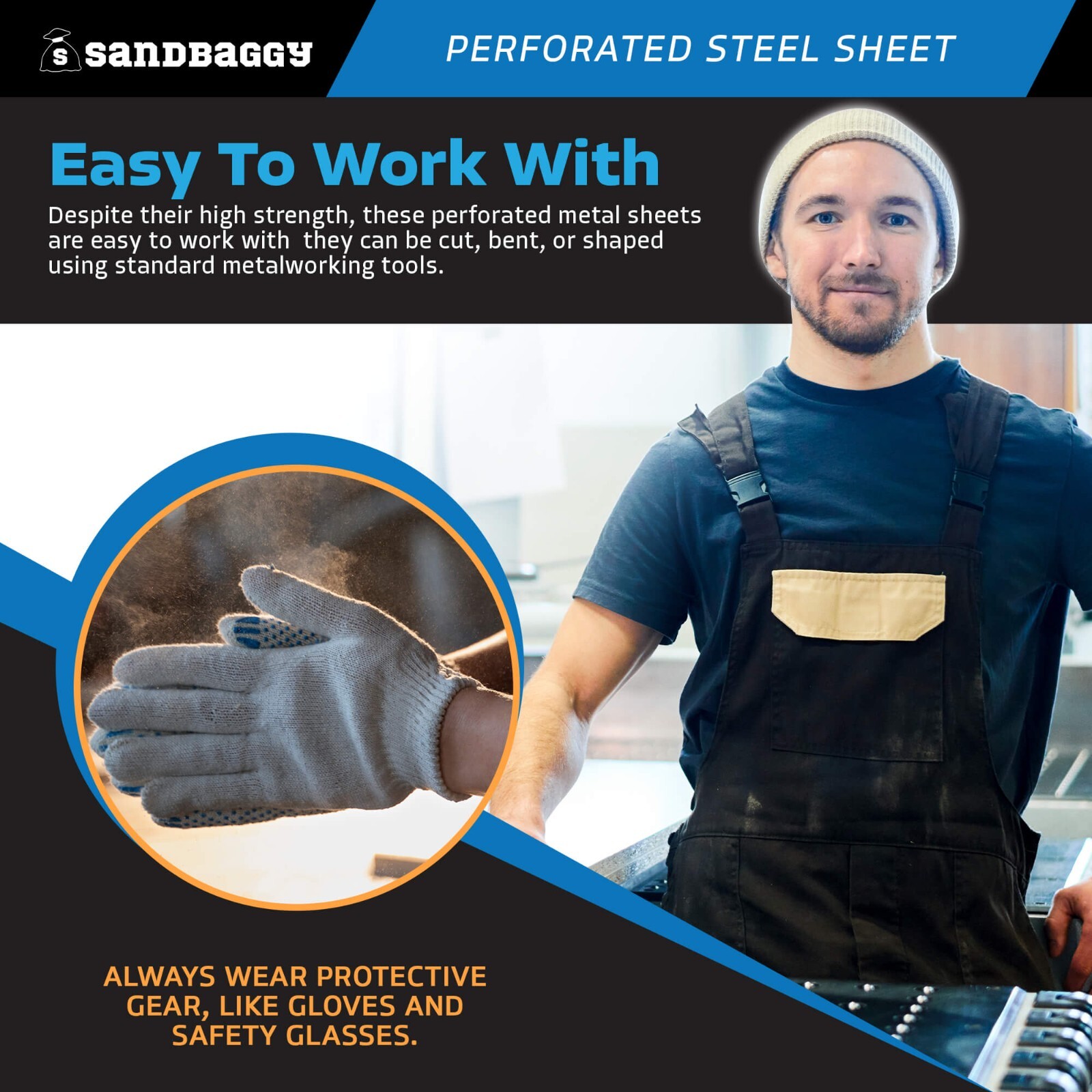 Sandbaggy Perforated Steel Sheet 24″ x 24″ – Perforated Metal Sheet – 20 Gauge