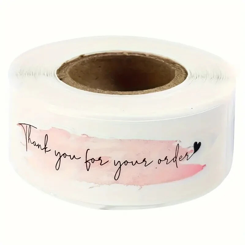 Pink Thank You For Your Order Stickers 250 Per Roll