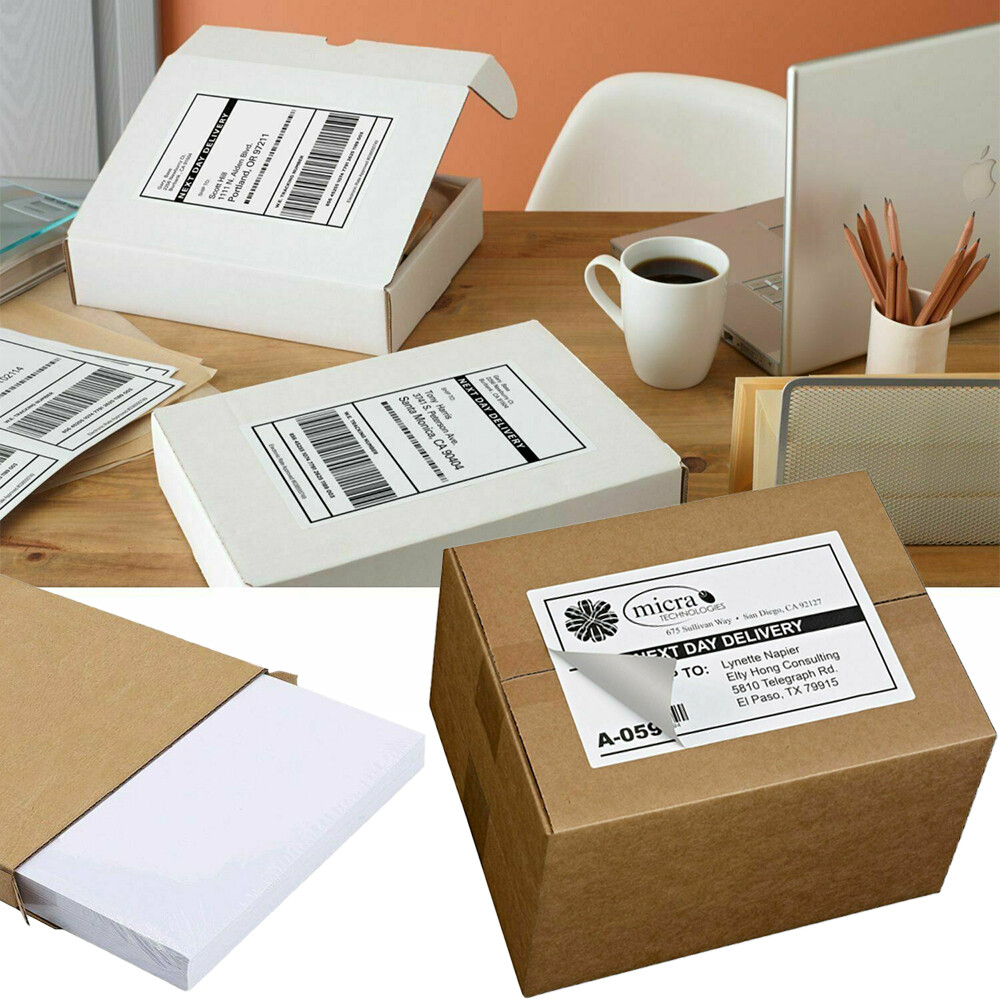 Address Shipping Labels 8.5×5.5″ Half Sheet Round Corner Adhesive Blank Labels