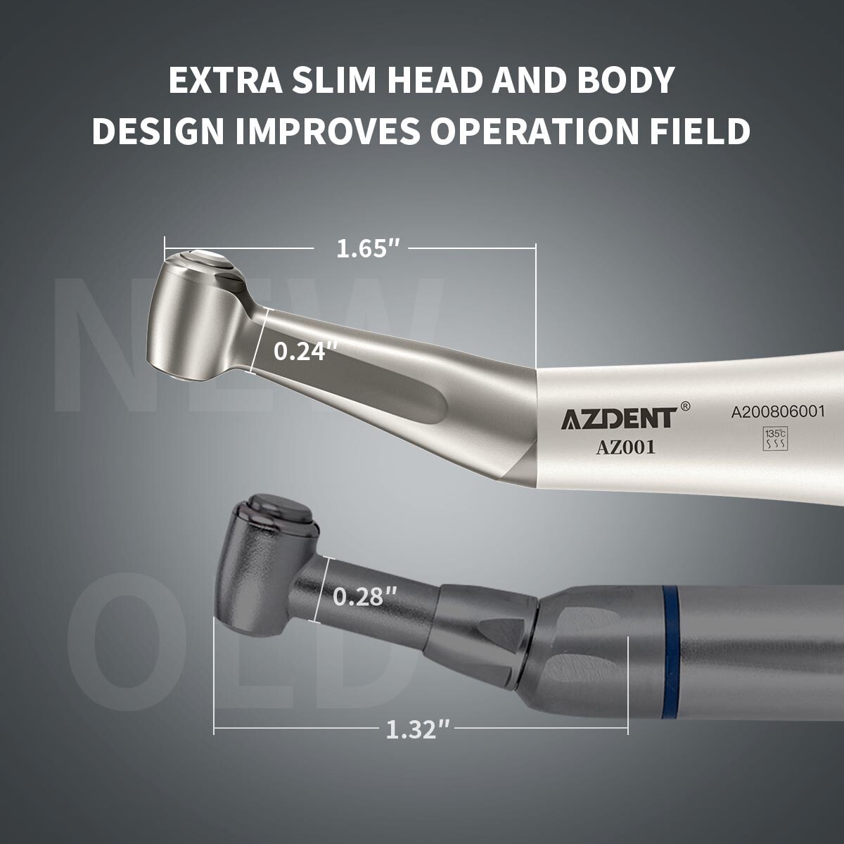 AZDENT Dental 1:1 Slow Low Speed Contra Angle Handpiece Push Button E-Type AZ001