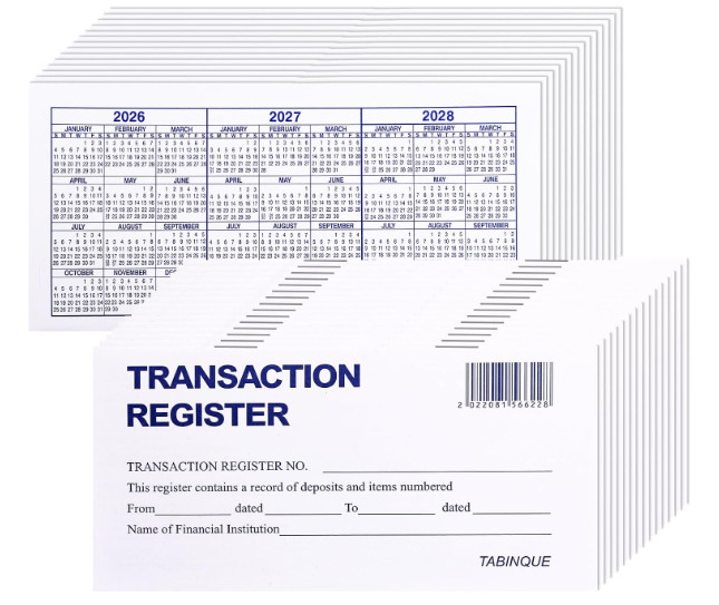 24 PCS Check Registers for Personal Checkbook, Easy to Read Checkbook Register