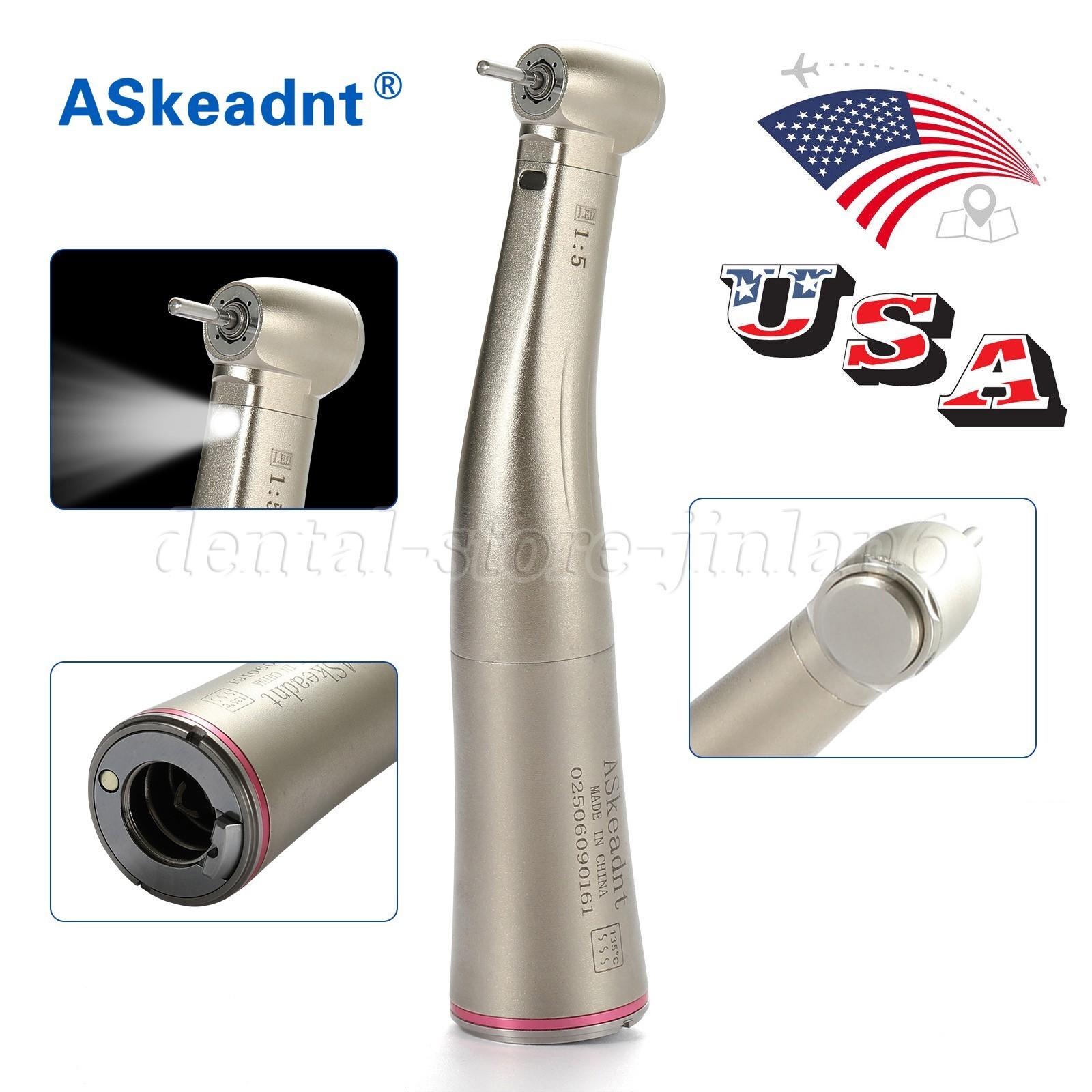 ASkeadnt Dental 1:5 Increasing Contra Angle Handpiece Fit E-type Motor