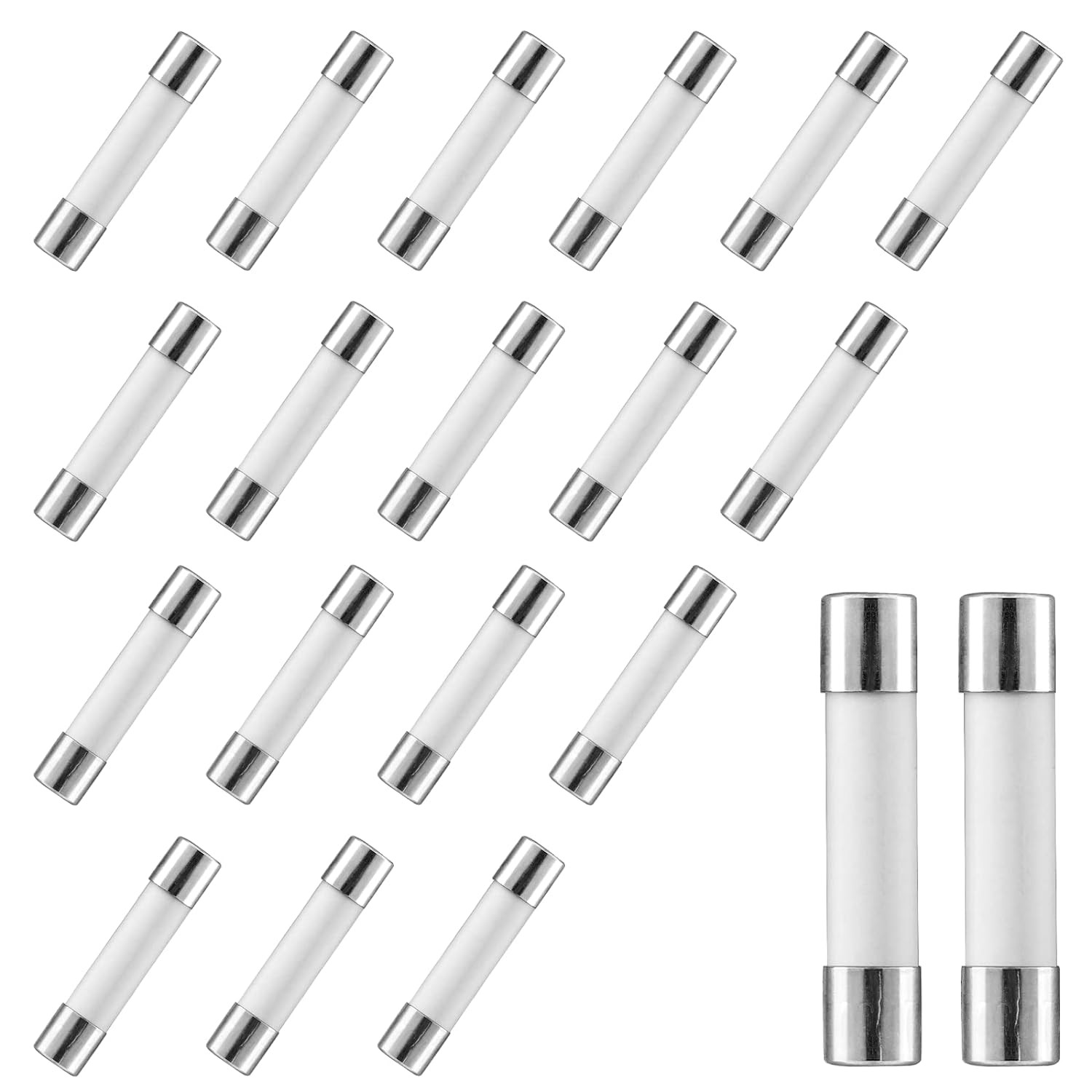 20-Pack 20 Amp Slow-Blow Time Delay Fuses, 20A 250V Ceramic Fuses for Microwave