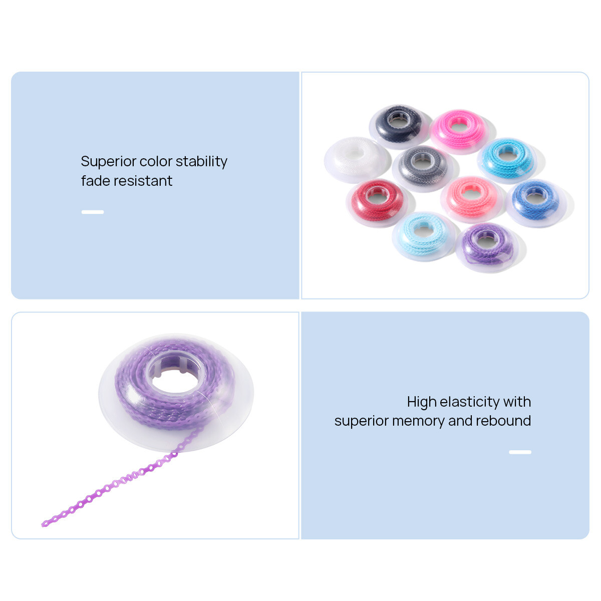 AZDENT Dental Orthodontic Colored Elastic Power Chain Long Short Continuous