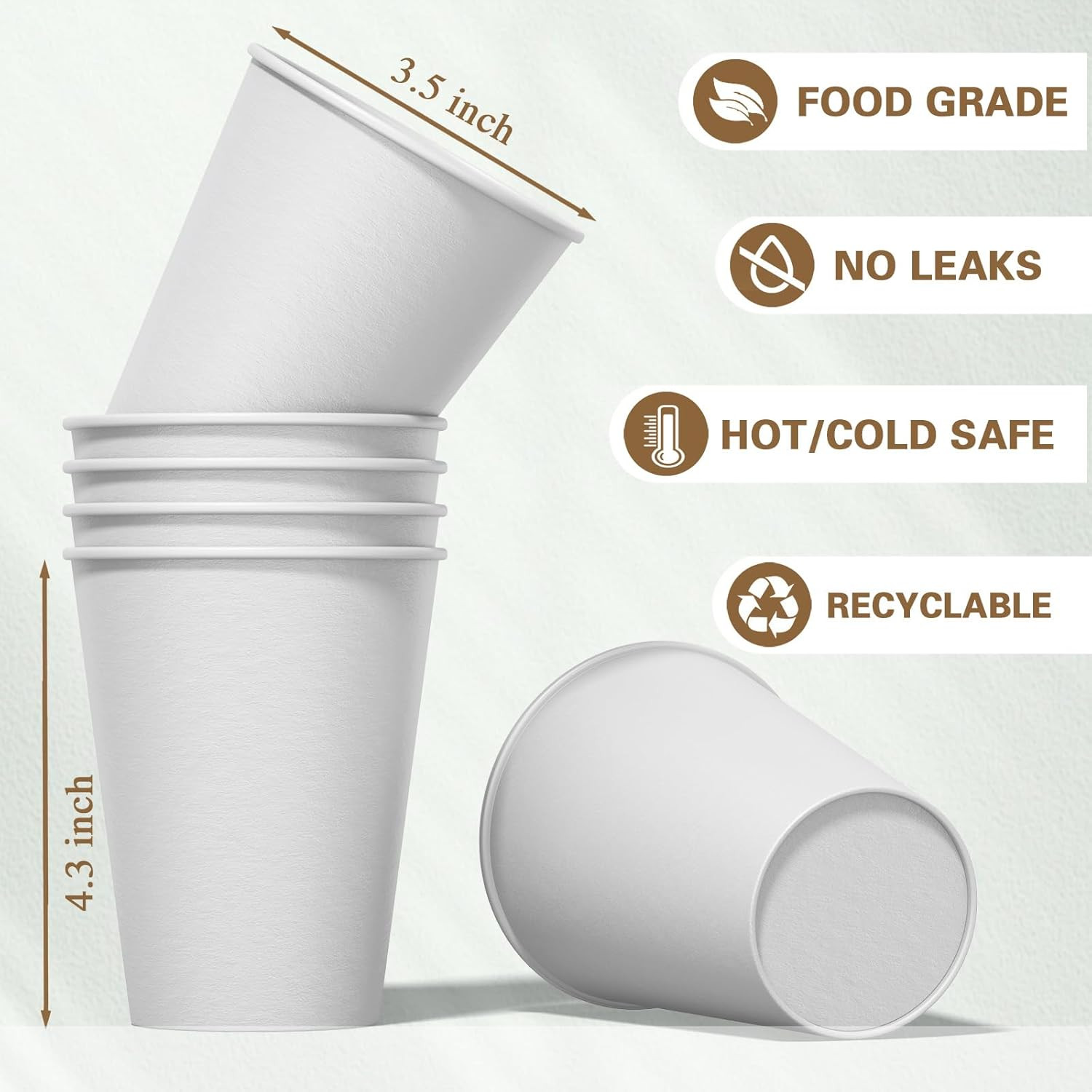 100 Count 12 Oz Paper Cups, Hot Paper Coffee Cups 12 Oz, Leak-Proof Disposabl…