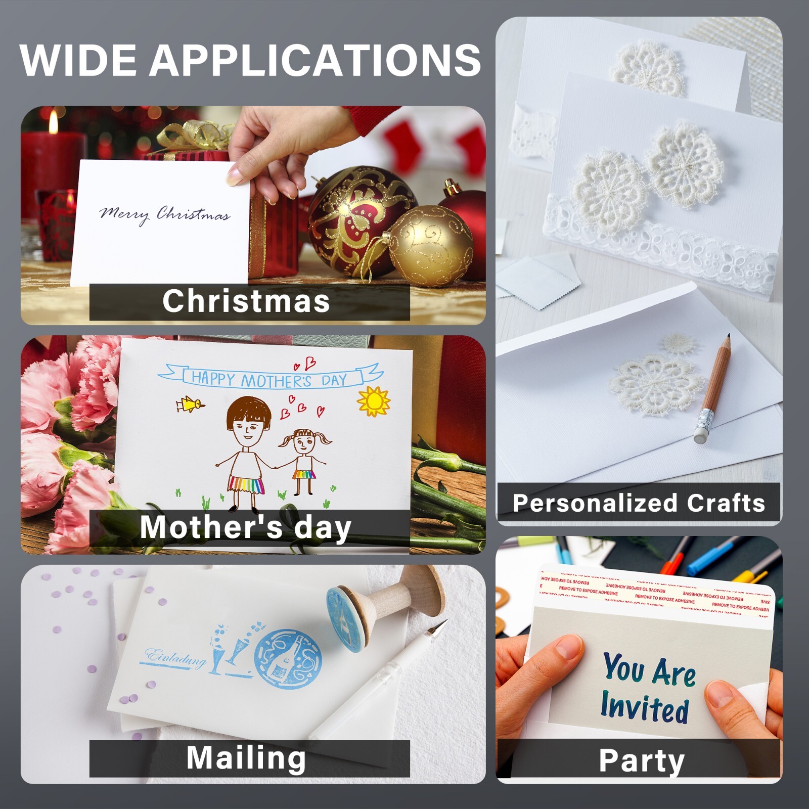 White Invitation Envelopes 5.25″x7.25″ A7 Self Seal Envelope 5X7 for Cards 50PK