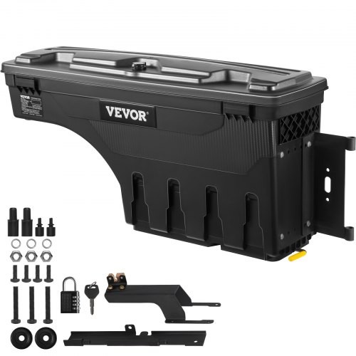 Truck Bed Storage Box, Lockable with Password Padlock, 6.6 Gal/25 L ABS Wheel We