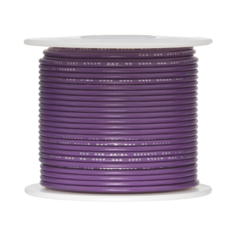 28 AWG Stranded Hook Up Wire, Violet, 100 ft, 0.0360″ Dia, UL1429, 150V