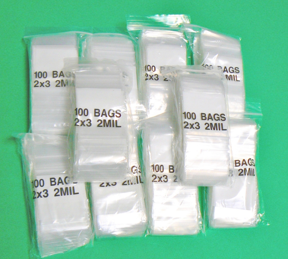 1000 2×3 White Block 2mil Writeable Reclosable 2″ x 3″ Small Baggies 2 Mil