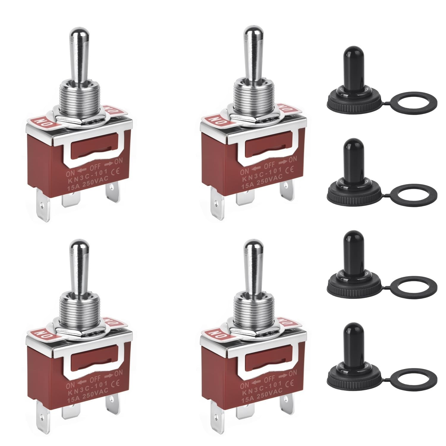 4 Pack 12V (ON)-Off-(ON) Momentary Toggle Switch Waterproof SPDT 3 Way 30A