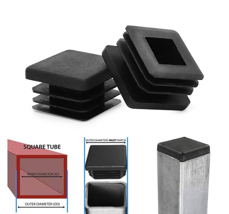 10PCS 1″ Inch Square Plastic End Cap Tubing Hole Post Plug 1 inch 1×1 Post Tube
