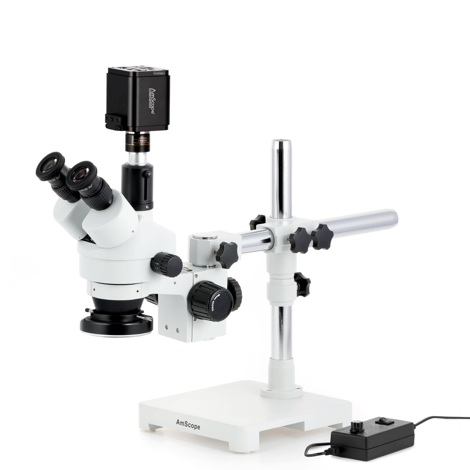 AmScope 7X-135X Trinocular Stereo Boom LED Microscope+8MP HDMI/WiFi/LAN Camera