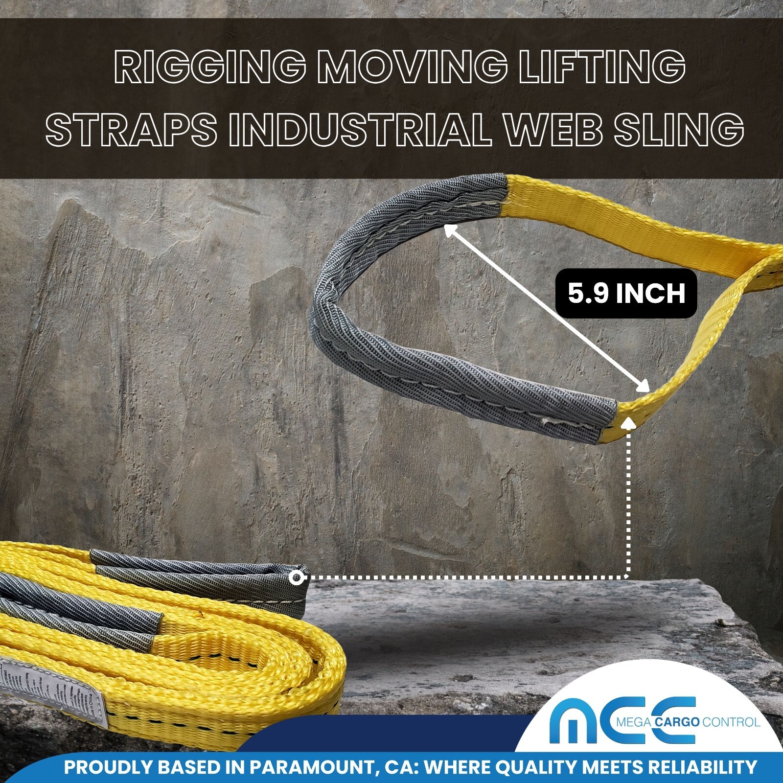 1 Pack 1″ x 9ft 2 Ply Polyester Flat Eye Lifting Sling Strap Web Sling 3100 lbs