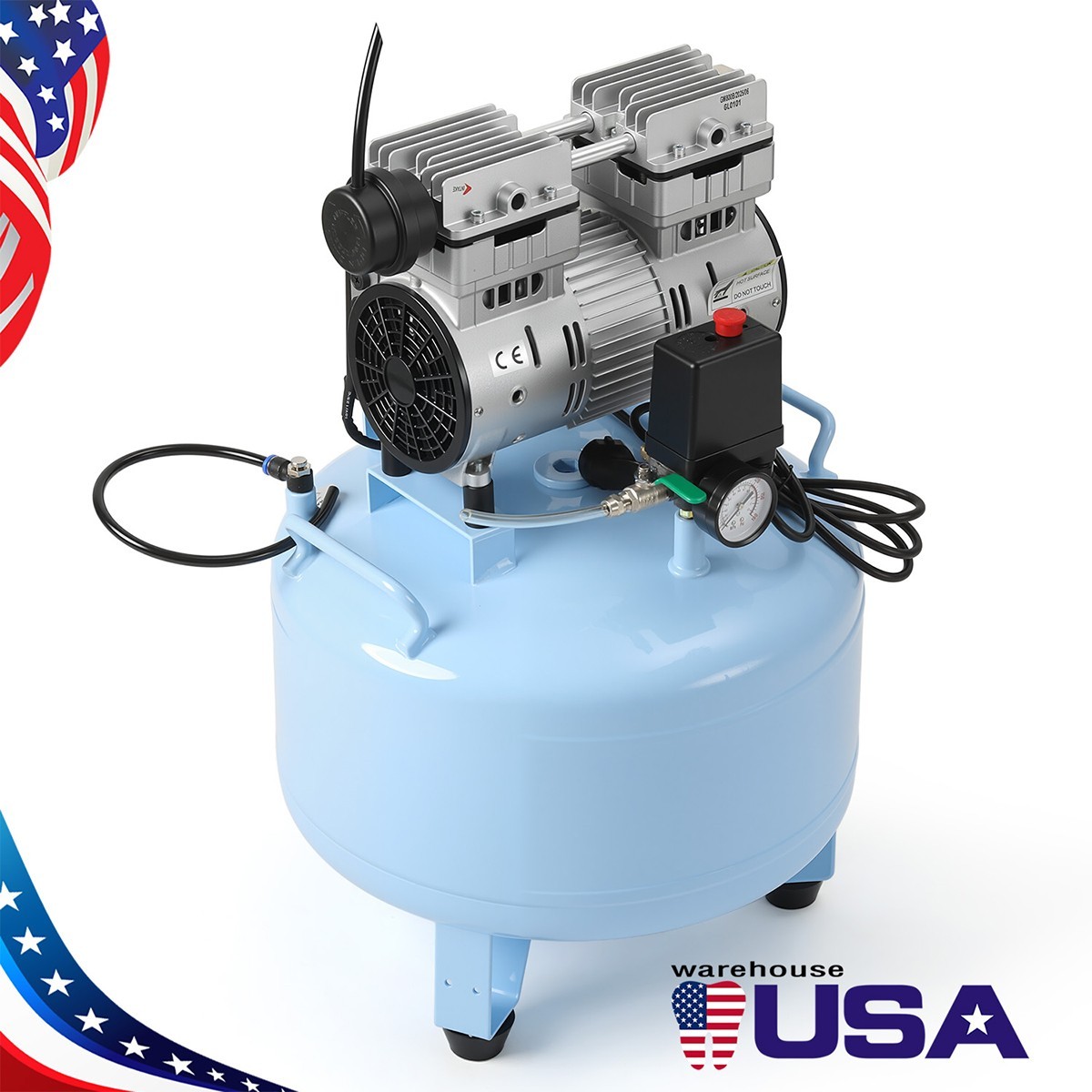 Dental Oil-Free Air Compressor 800W 40L Tank 58dB Ultra-Quiet Operation