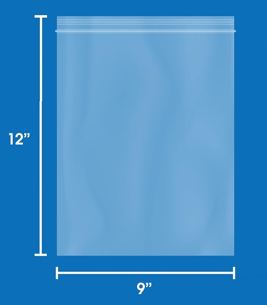 Clear Reclosable Plastic 2-Mil Ziplock Bags Poly Jewelry Zipper Baggies (9″x12″)