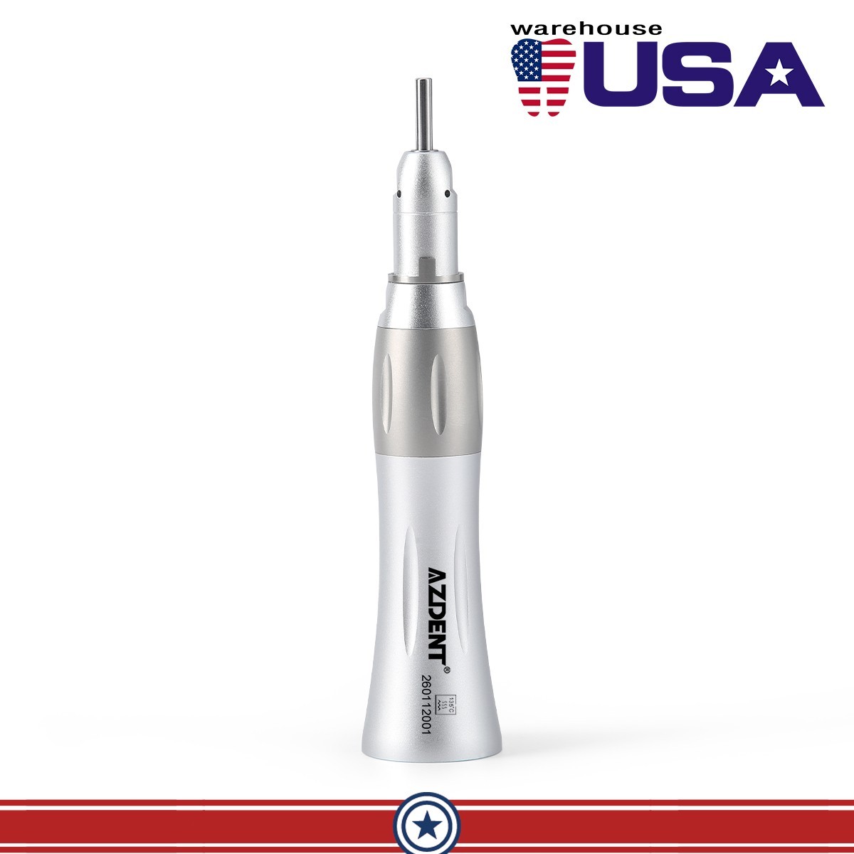 Dental Surgical Low Speed Straight Handpiece 1:1 Nose Cone External Spray Silver