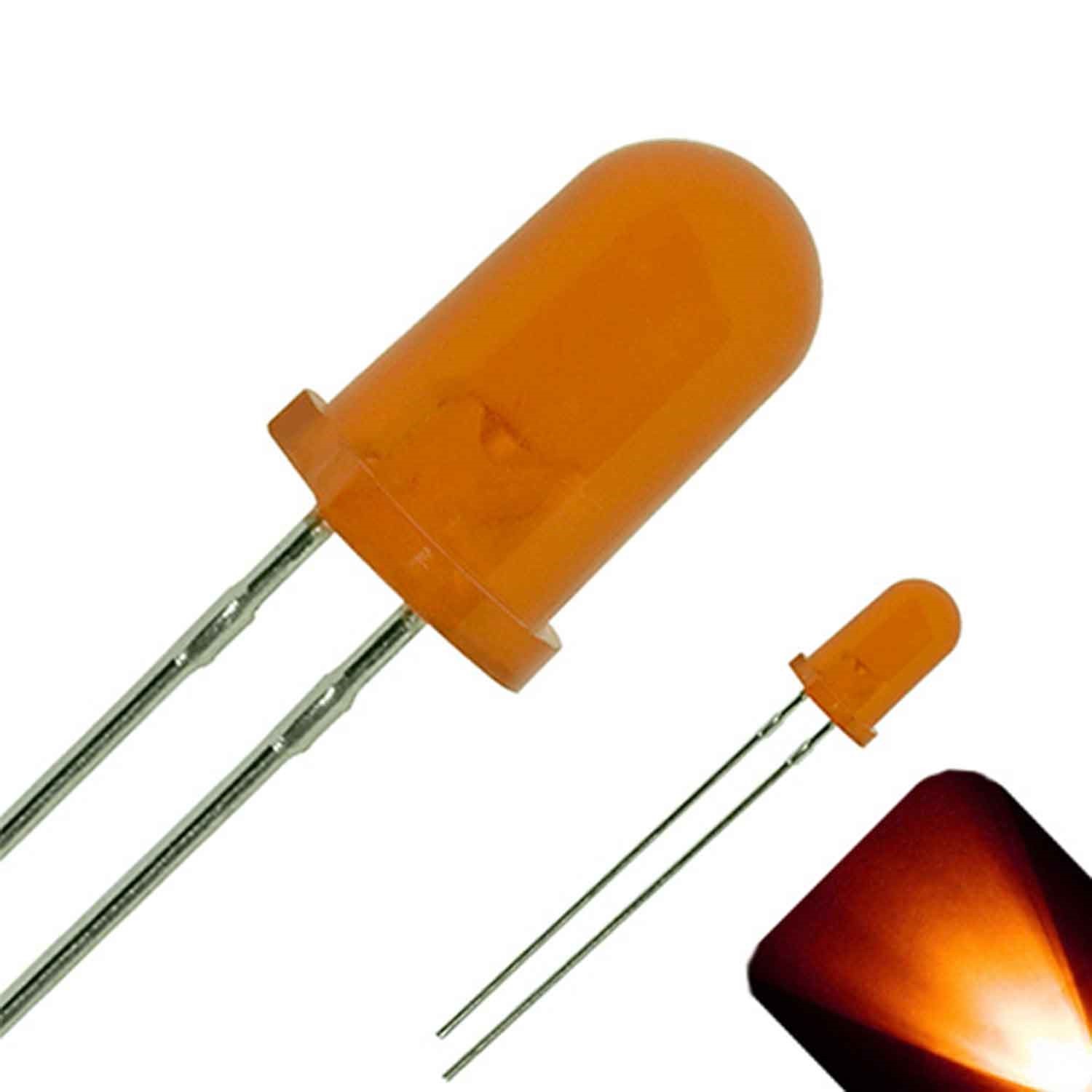 20 x LED 5mm Amber Orange Diffused Ultra Bright Round Top LEDs Light RC Car PC