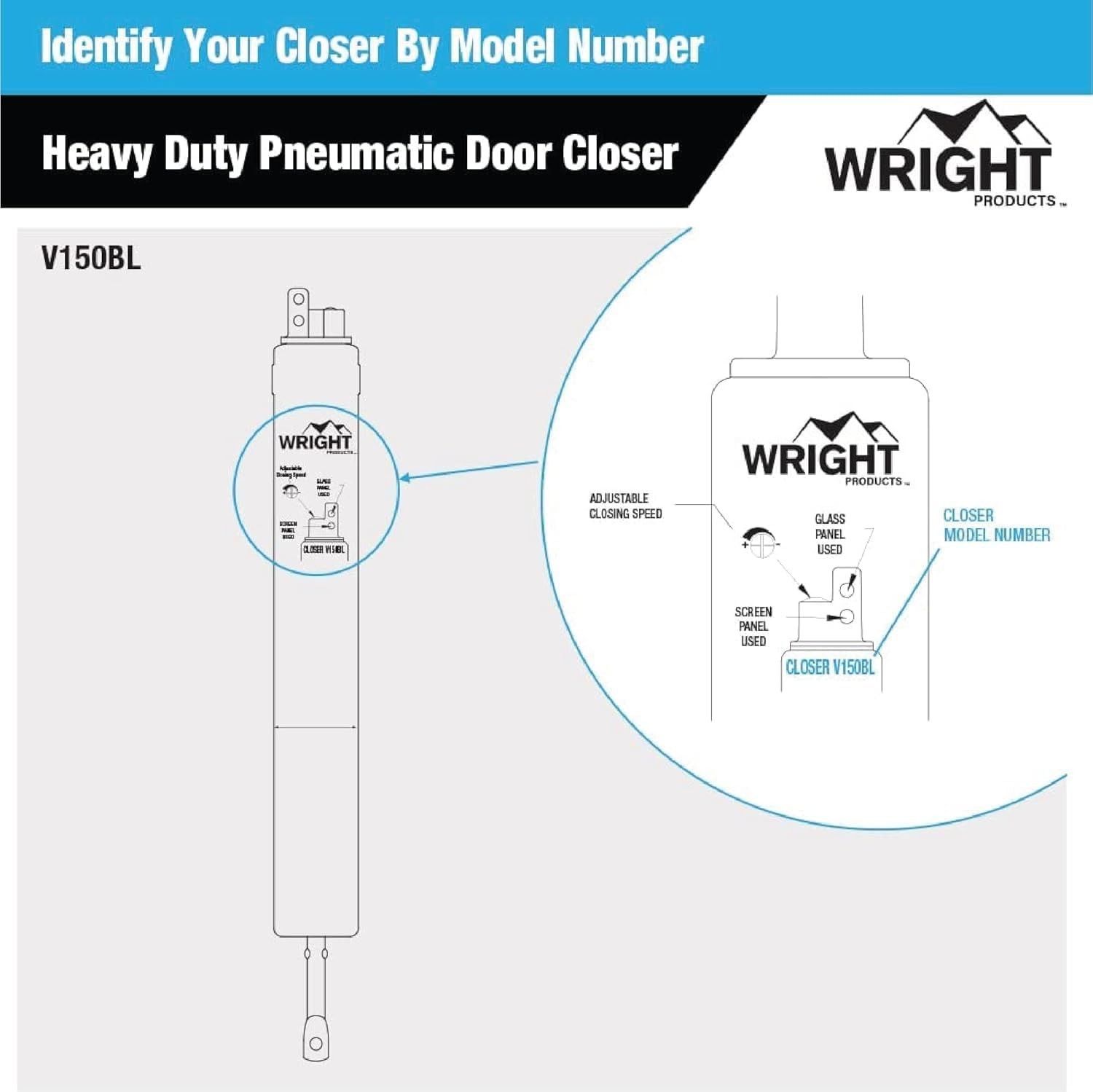 Pneumatic Door Closer for Out-Swinging Doors – Durable, Adjustable, Compact
