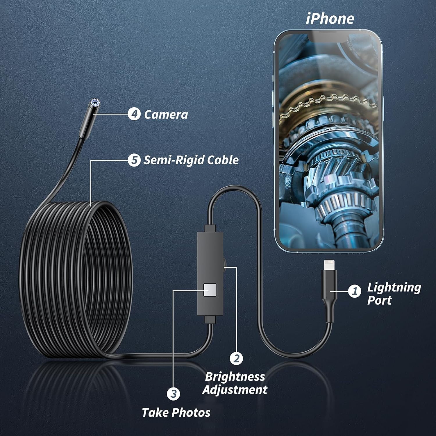 16FT Pipe Inspection Camera Endoscope Video Sewer Drain Cleaner Waterproof Snake