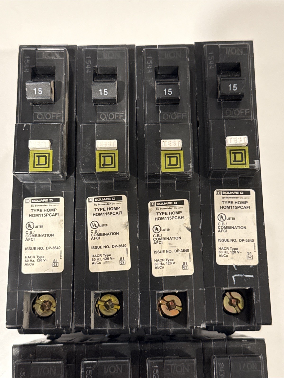 Square D 3 HOM120PCAFI 4 HOM115PCAFI AND 1 HOM115PDF Lot Of 8