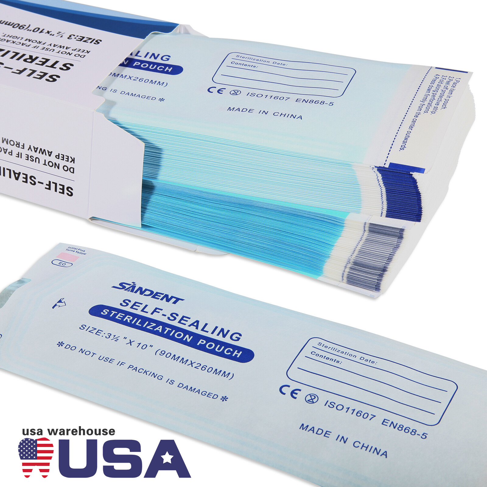 200 Self Sterilization Pouches Pouch Autoclave Sterilizer Bag Dental Tattoo Nail