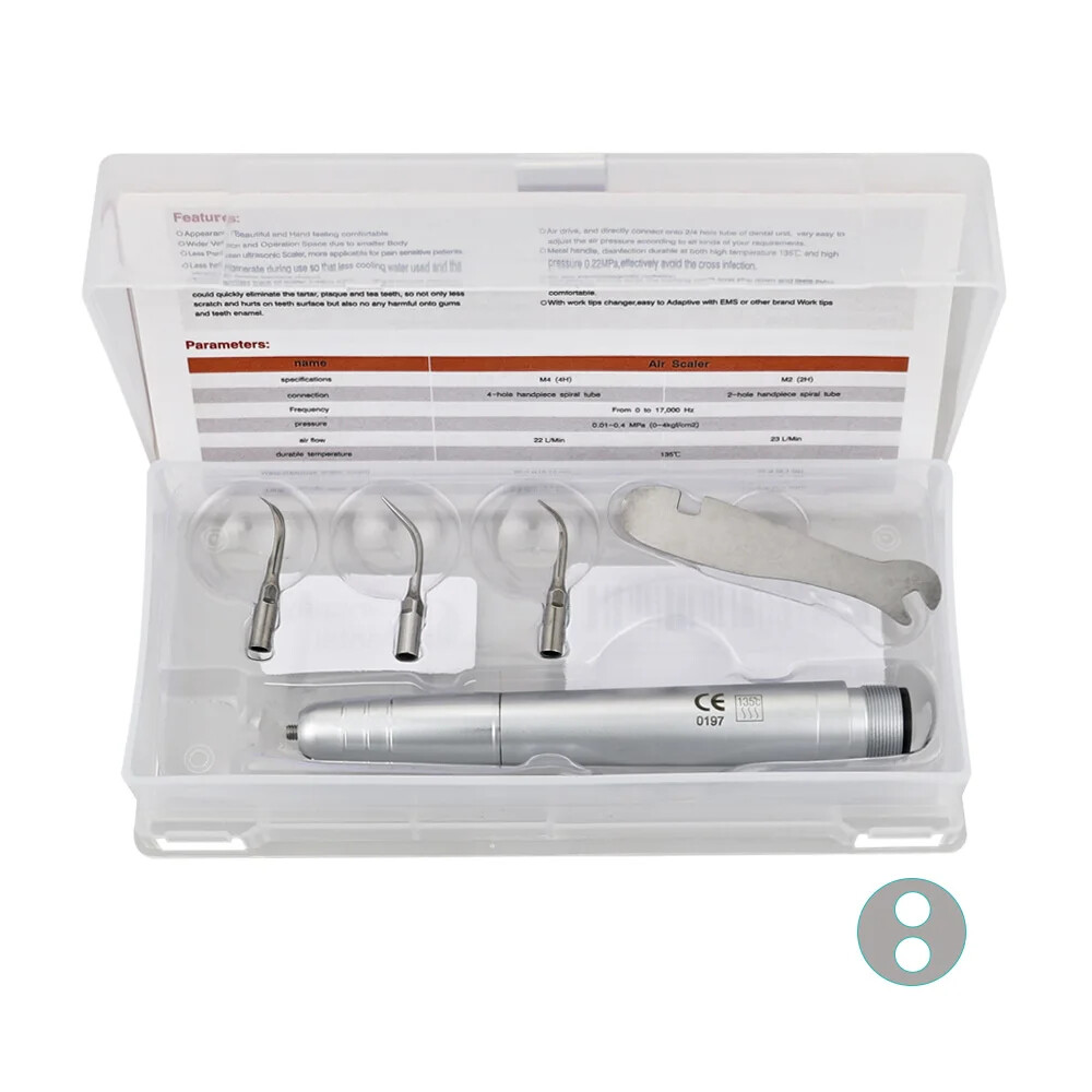 Dental Ultrasonic Air Scaler W/ 3 Tips Teeth Cleaning 2 Holes/4 Holes Handpiece