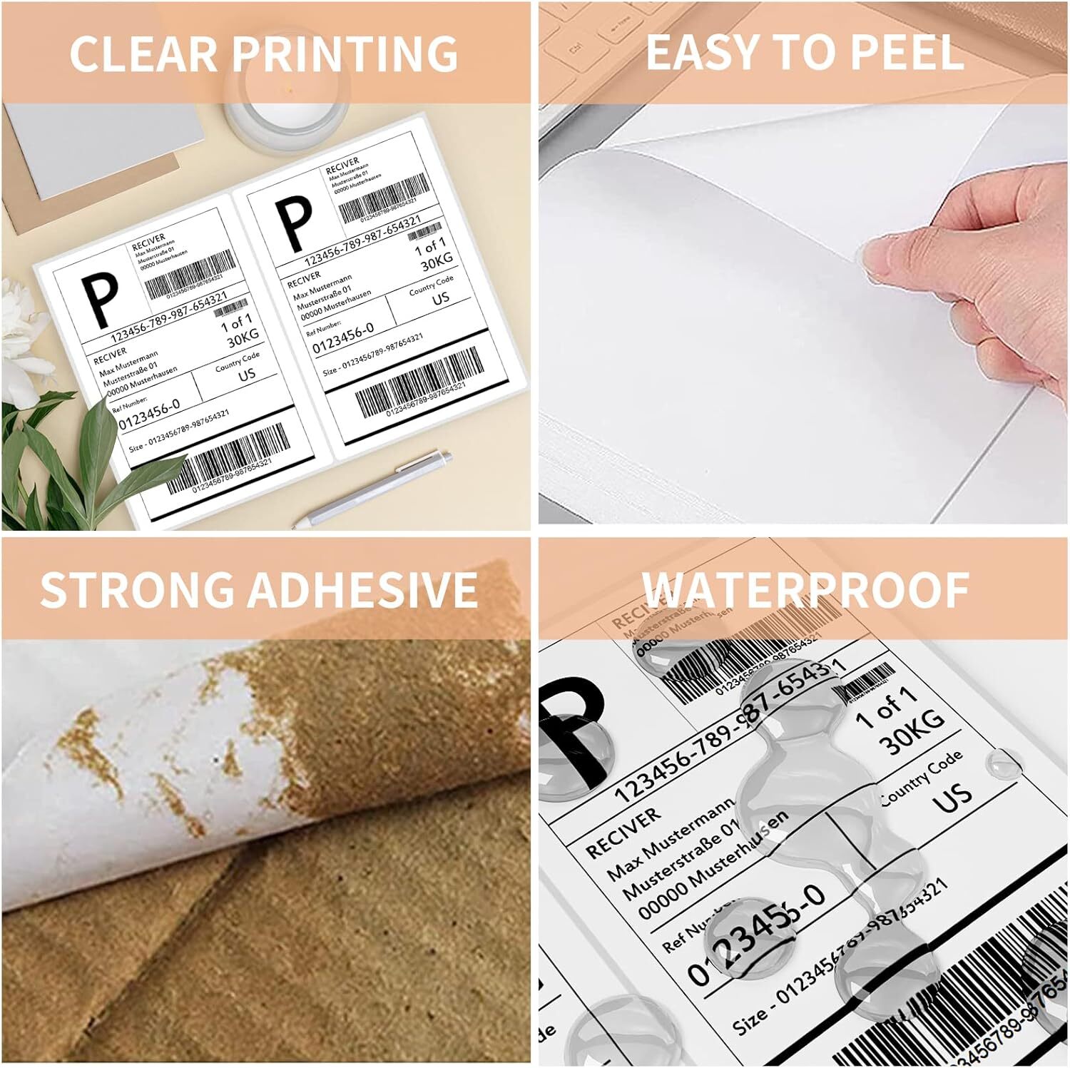 50-20000 Shipping Address Labels 8.5×5.5 Half Sheets Self Adhesive 2 Per Sheet