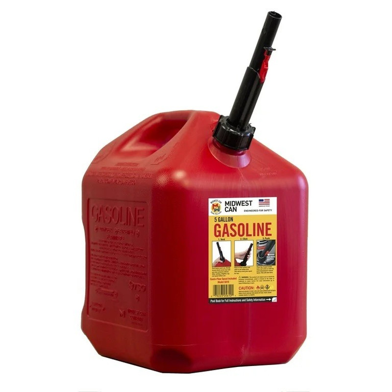 Midwest Can 5-Gallon Gas Can Plastic Will Not Corrode or Rust, BRAND NEW