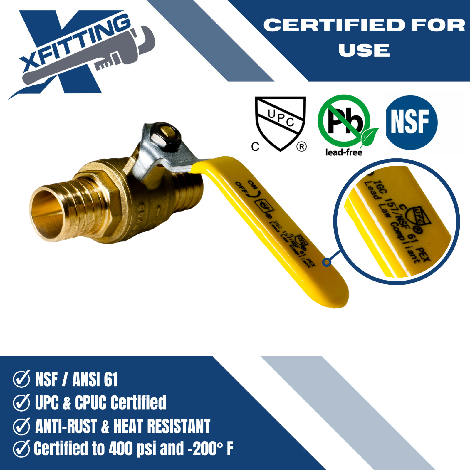 100 Pieces 1 Inch Pex Ball Valve, 1″ Pex Ball Valve, Lead Free Brass, Full Port