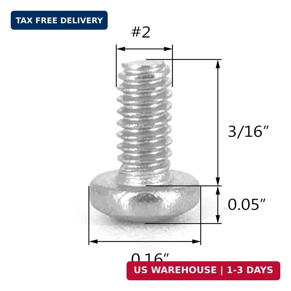 100pc #2-56 x 3/16″ Pan Head Machine Screws 304 Stainless Steel Phillips Drive