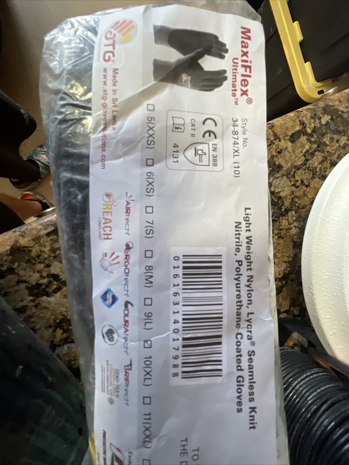 1 PR 34-874 MaxiFlex ATG Ultimate Nitrile Micro Nitrate Coated XL PIP
