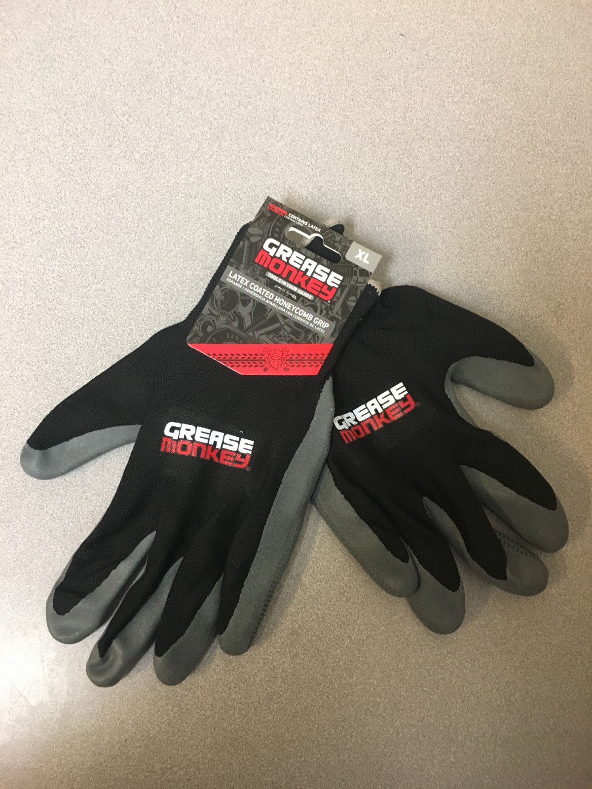 Grease Monkey XL Latex Honeycomb Black/Gray Dipped Gloves 25548-26 1 pk