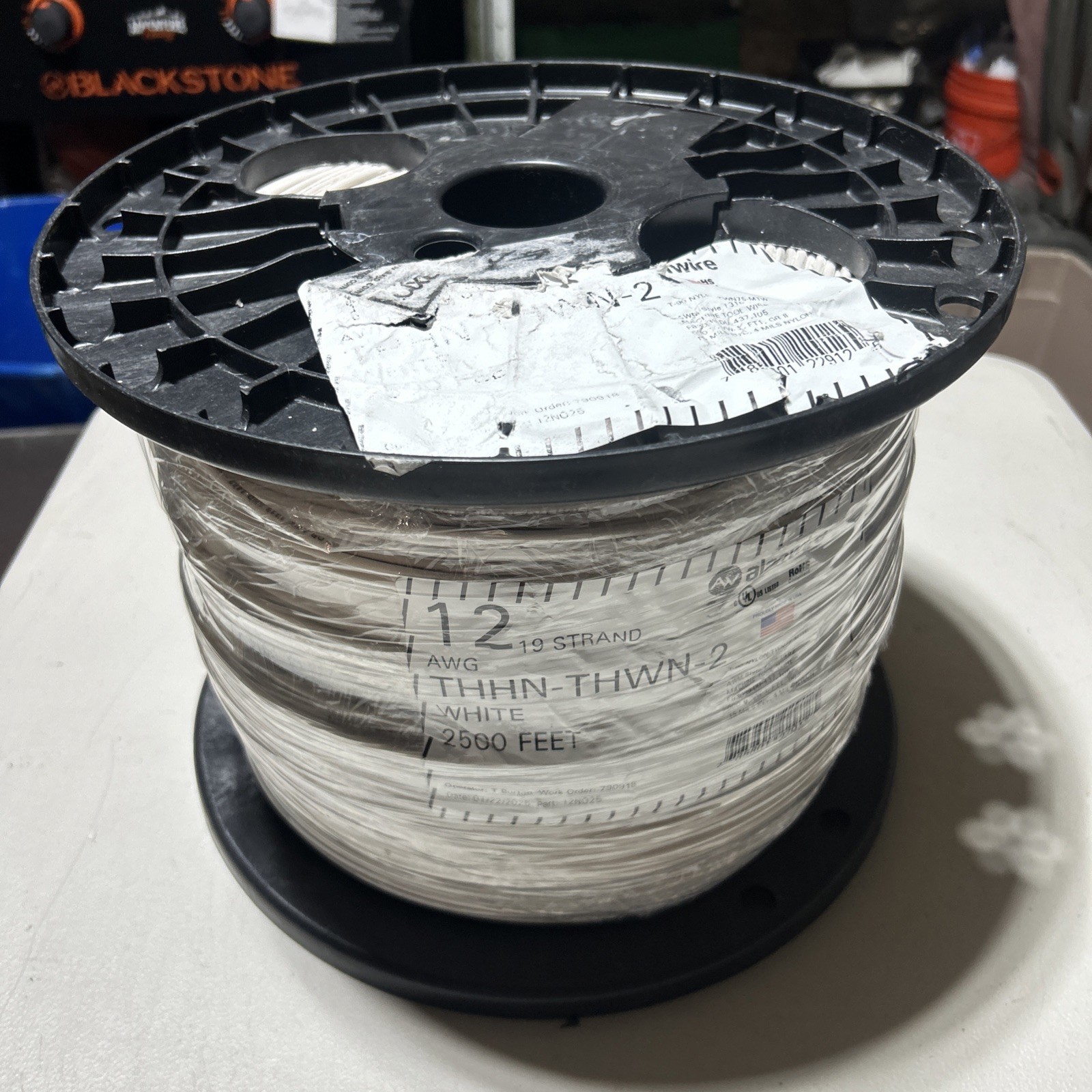 Alan Wire 12 AWG 19 Strand THHN-THWN-2 White 2500ft 600 Volts USA Made NEW !!!