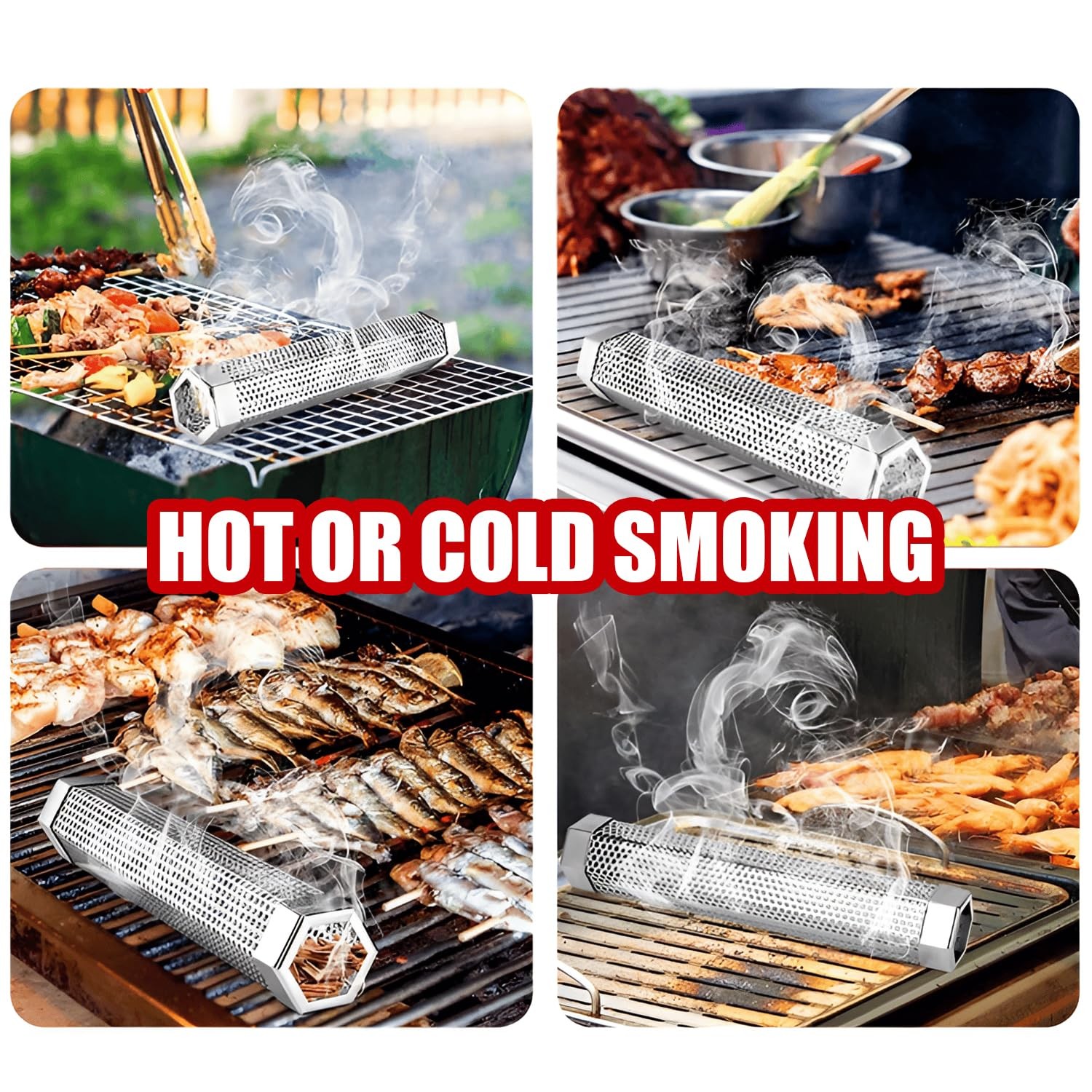 SHIKORI Smoker Tube, Stainless Steel Pellet 6.1*2.16*1.96 in, 6 in