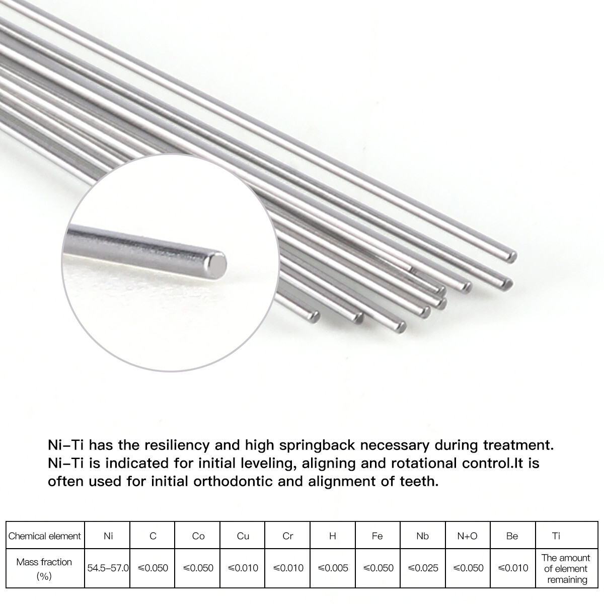 AZDENT Dental Super Elastic Round Arch Wires Niti/Stainless Steel Ovoid /Natural