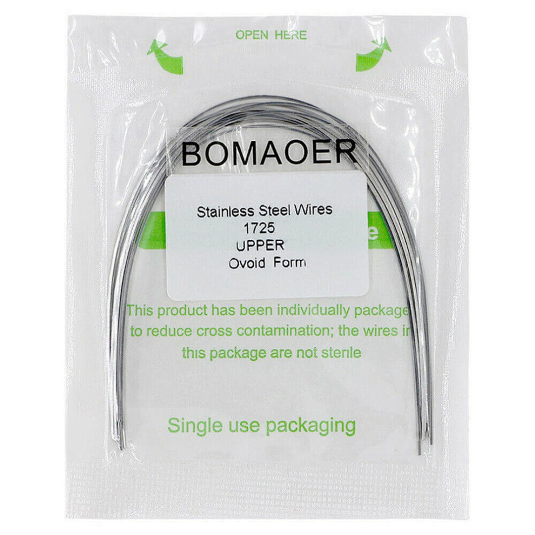 50×Dental Ortho Stainless Steel Rectangular Arch Wire Ovoid Form 17×25 Upper