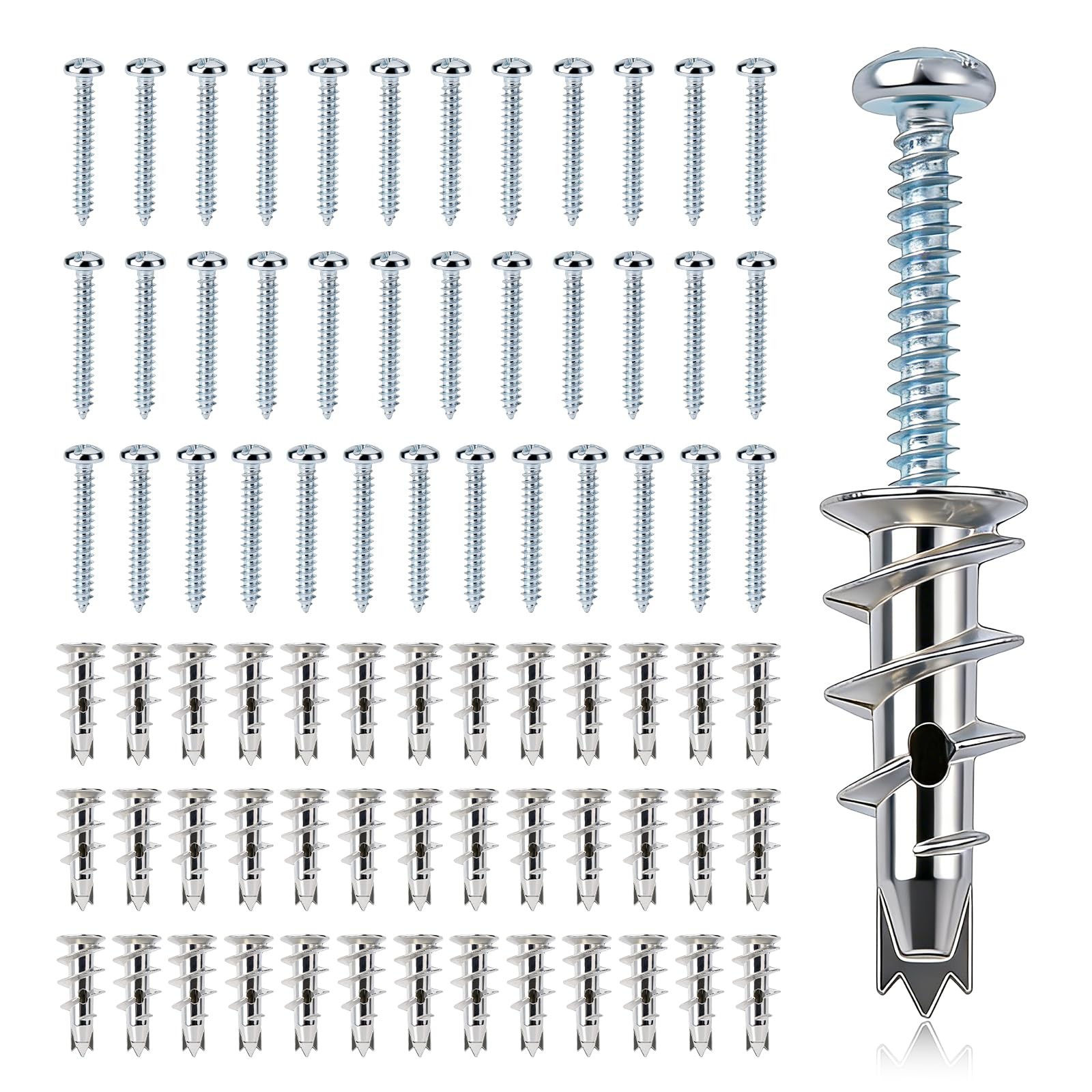 116 Pcs Premium Zinc Self-Drilling Drywall Anchors and Screws Kit, Heavy Duty…