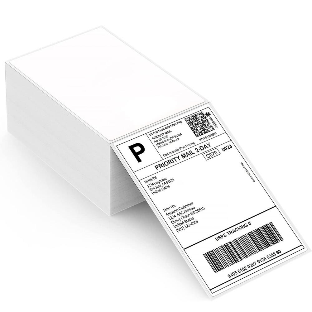 100 4×6 Fanfold Direct Thermal Shipping Labels Perforated for Zebra & Rollo UPS