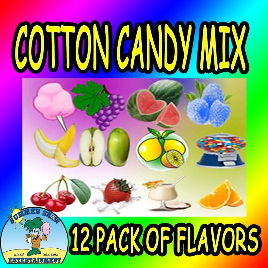 12 pack COTTON CANDY mix w/ SUGAR FLAVORING FLOSSINE FLAVORED FLOSS *Concession
