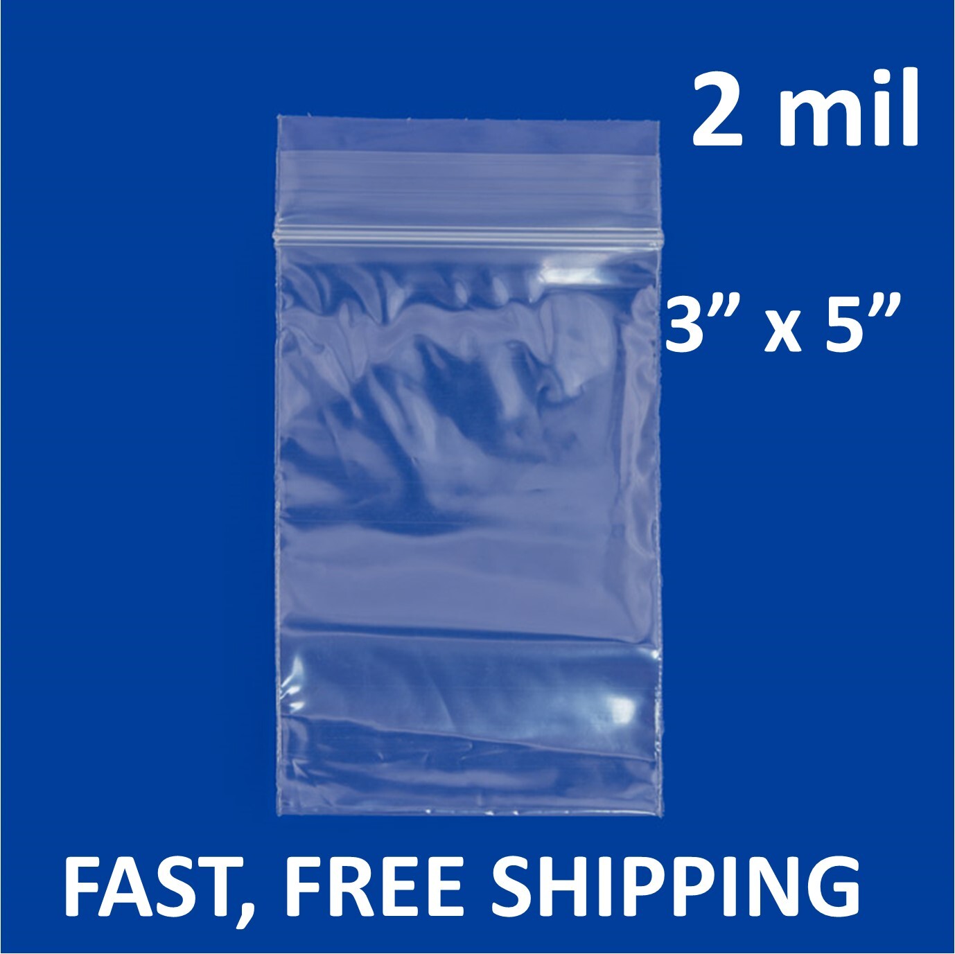 3″x 5″ CLEAR 2 MIL ZIP SEAL BAGS POLY PLASTIC RECLOSABLE LOCK MINI SMALL BAGGIES
