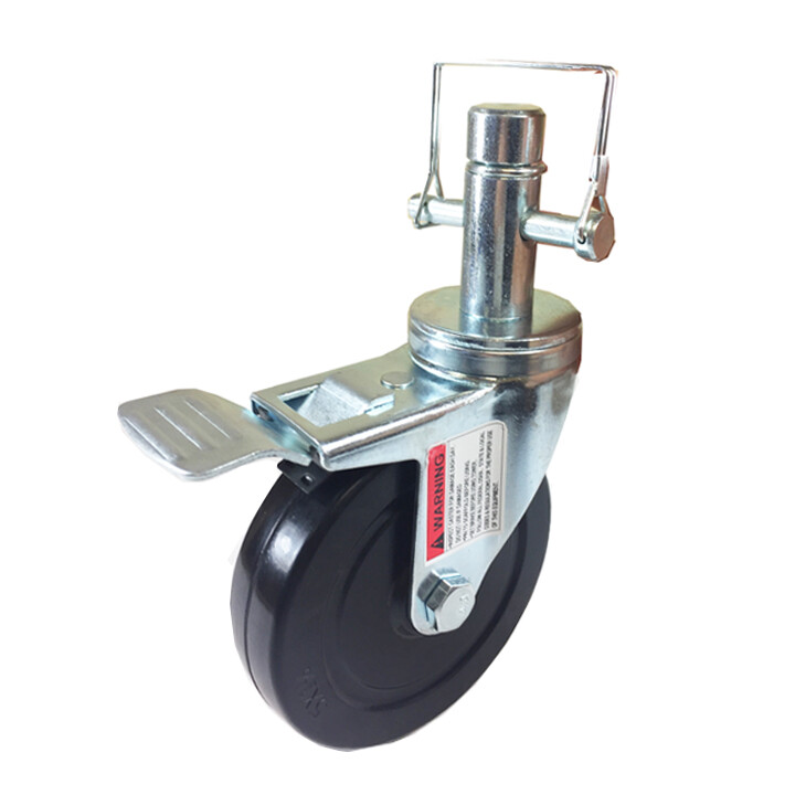 5″ Scaffold Rolling Tower Caster 1 Inch round stem Hard Rubber Wheel Caster