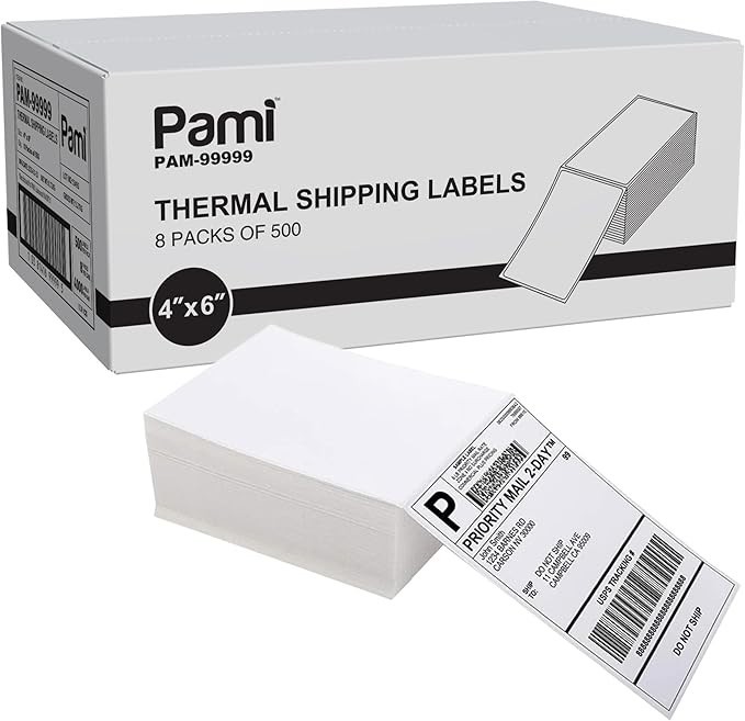 4×6 Direct Thermal Shipping Labels 4000 Fanfold Strong Adhesive Jam-Free Bulk