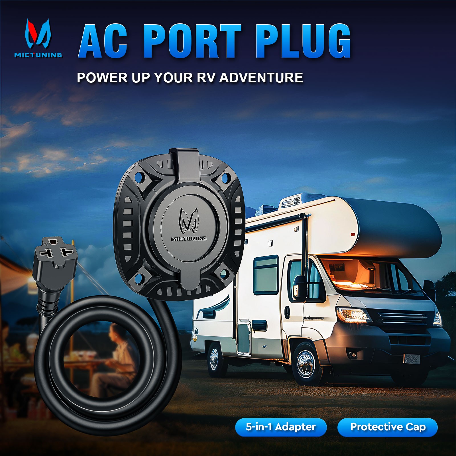 5-in-1 AC Port Plug RV Shore Power Inlet Plug Electrical Receptacle RV Trailer