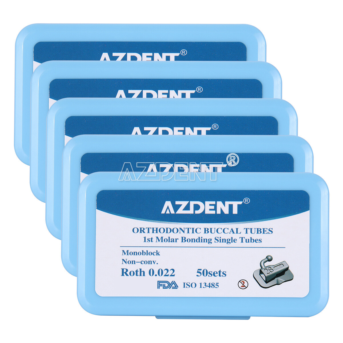 50Sets Dental Ortho 1st /2nd Molar Buccal Tube Bondable Non-Conv Roth .022 U1L1