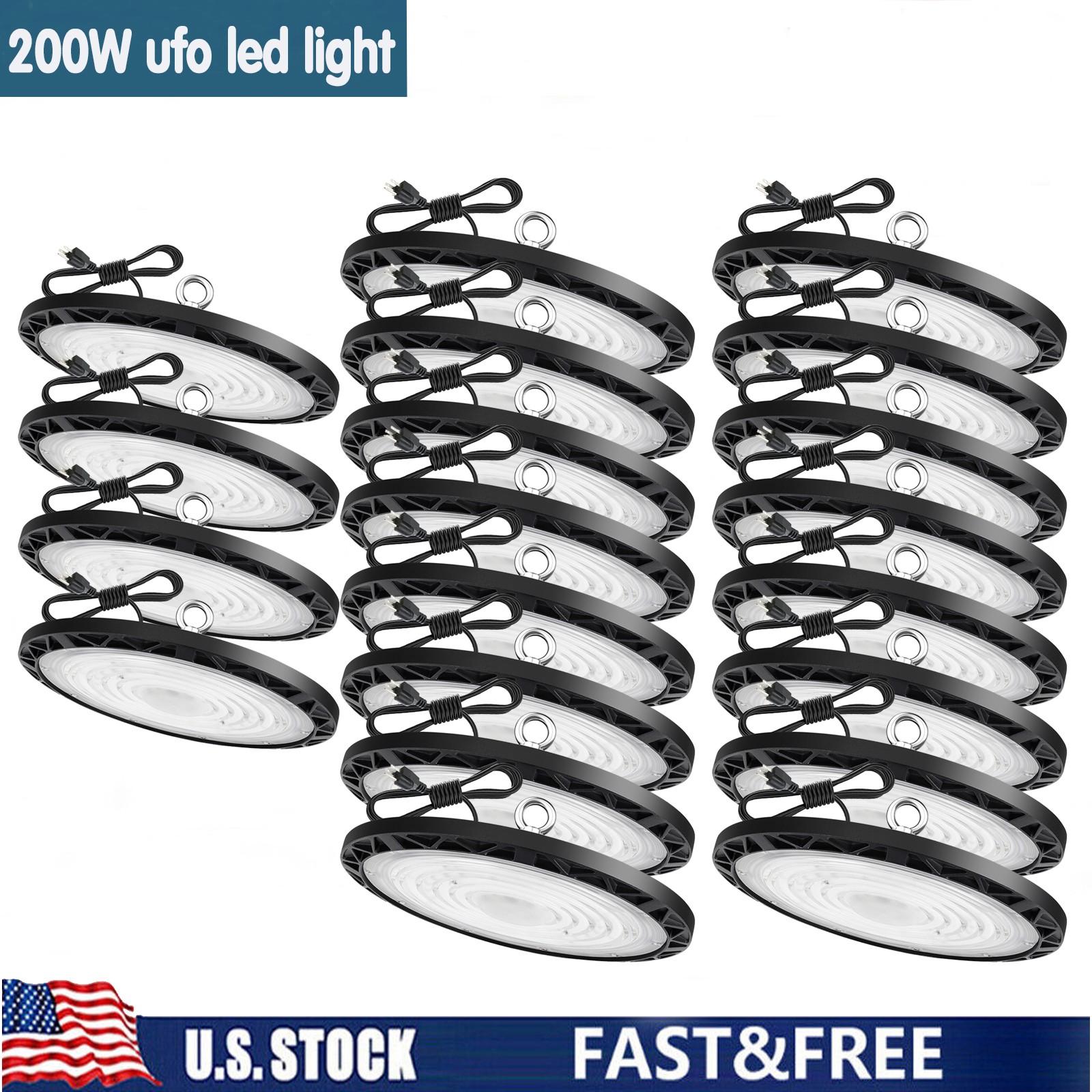 20Pcs 200W UFO Led High Bay Light Commercial Industrial Warehouse Gym Shop Light